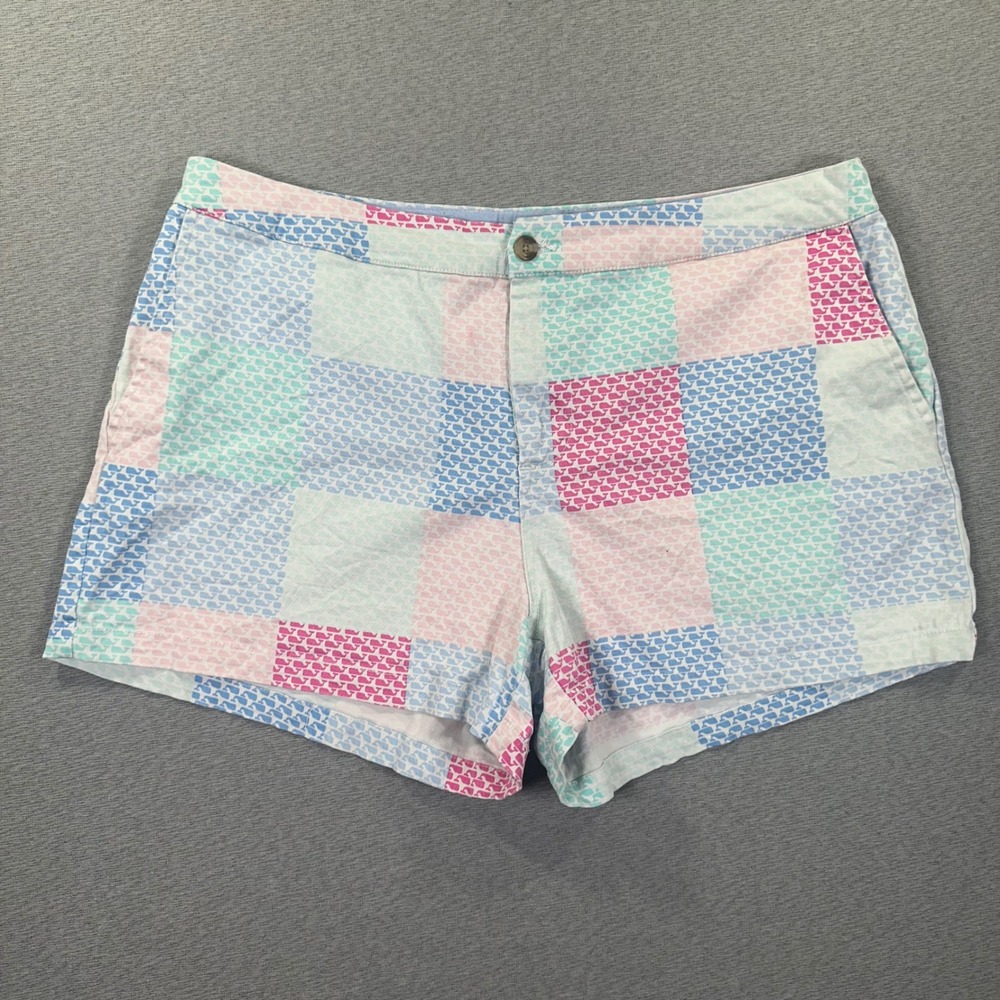 Vineyard Vines for Target Shorts Womens 14 Pink Blue Patchwork Whale Logo AOP